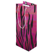 Sac Cadeau Pour Bouteille Tiger rose chaud et noir (Dos Angle)