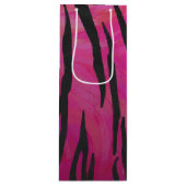 Sac Cadeau Pour Bouteille Tiger rose chaud et noir (Devant)