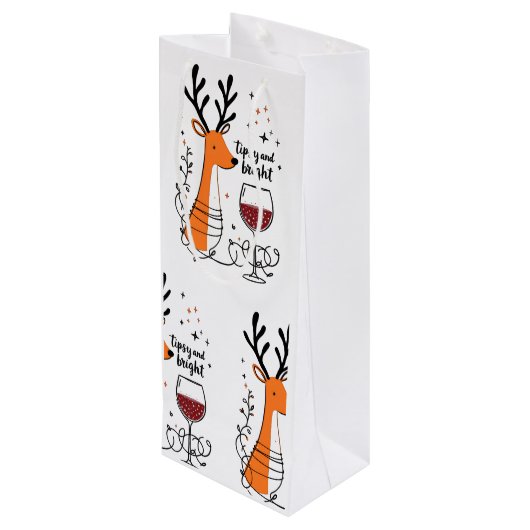 Sac Cadeau Pour Bouteille Tipsy and Bright Reindeer  (Dos Angle)