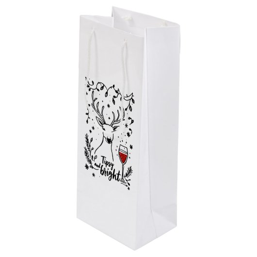Sac Cadeau Pour Bouteille Tipsy et Bright Deer (Devant Angle)