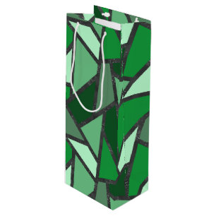 Sac Cadeau Pour Bouteille Tons de motif en vitrail vert