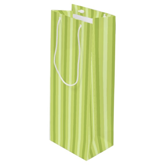 SAC CADEAU POUR BOUTEILLE TONS DE STRIPES VERTES DE LIME (Devant Angle)