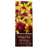 Sac Cadeau Pour Bouteille Tournesols d'automne rustiques sur une clôture de  (Devant)