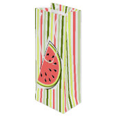 Sac Cadeau Pour Bouteille Tranche de pastèque rayée fine (Dos Angle)