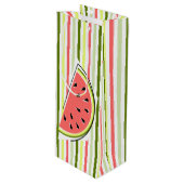 Sac Cadeau Pour Bouteille Tranche de pastèque rayée fine (Devant Angle)