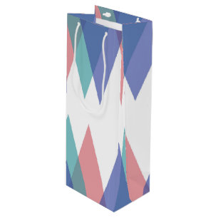 Sac Cadeau Pour Bouteille Triangles bleu et corail