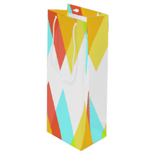 Sac Cadeau Pour Bouteille Triangles jaunes, rouges et bleus cadets