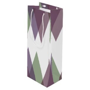 Sac Cadeau Pour Bouteille Triangles mauve et vert