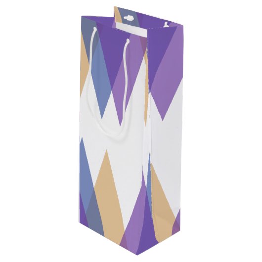 Sac Cadeau Pour Bouteille Triangles pourpre, bleu et jaune (Devant Angle)