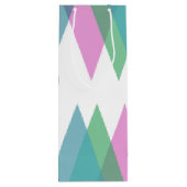Sac Cadeau Pour Bouteille Triangles rose et vert (Dos)