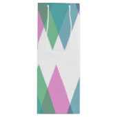 Sac Cadeau Pour Bouteille Triangles rose et vert (Devant)
