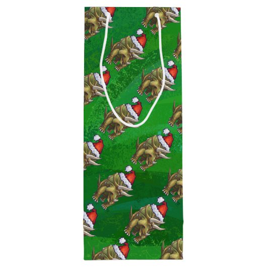 Sac Cadeau Pour Bouteille Triceratops Noël Vert (Dos)