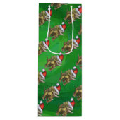 Sac Cadeau Pour Bouteille Triceratops Noël Vert (Devant)