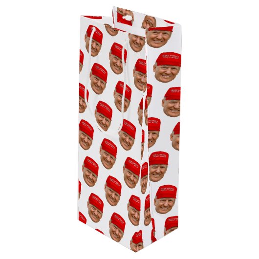 Sac Cadeau Pour Bouteille TRUMP MAGA Noël (Devant Angle)