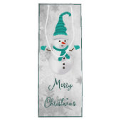 Sac Cadeau Pour Bouteille Turquoise Cute Snowman Vacances Vin Cadeau (Dos)