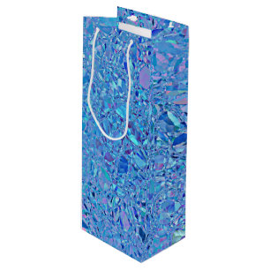Sac Cadeau Pour Bouteille Turquoise et bleu cristal Abstrait