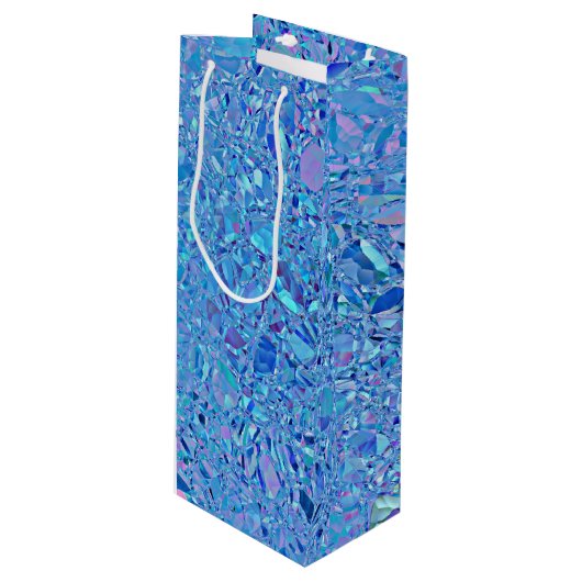 Sac Cadeau Pour Bouteille Turquoise et bleu cristal Abstrait (Devant Angle)