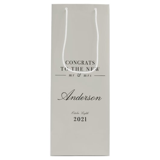 Sac Cadeau Pour Bouteille Typographie moderne et classe M. et Mme mariage (Devant)