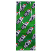 Sac Cadeau Pour Bouteille Vache Noël sur vert (Dos)