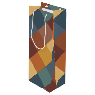 Sac Cadeau Pour Bouteille VÉRIFICATIONS BROWN turquoises DE CRÈME ORANGE