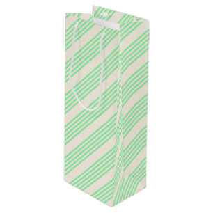 Sac Cadeau Pour Bouteille Vert et beige cinq rayures motif