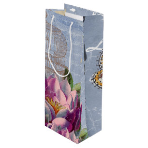 Sac Cadeau Pour Bouteille Victorian Love Thoughts Dreams Butterfly Bird Cage