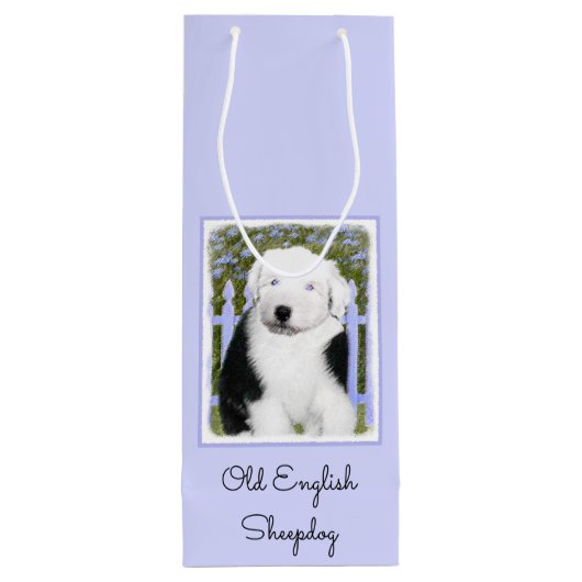 Sac Cadeau Pour Bouteille Vieux anglais Sheepdog Puppy Peinture - Chien Art (Dos)