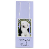 Sac Cadeau Pour Bouteille Vieux anglais Sheepdog Puppy Peinture - Chien Art (Devant)