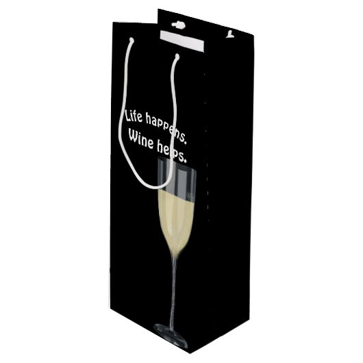 Sac Cadeau Pour Bouteille vin blanc avec citation (Devant Angle)