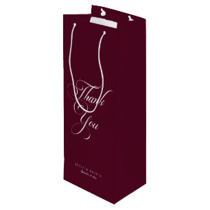 Sac Cadeau Pour Bouteille Vin de Bienvenue Mariage Simple Bourgogne Ivoire C