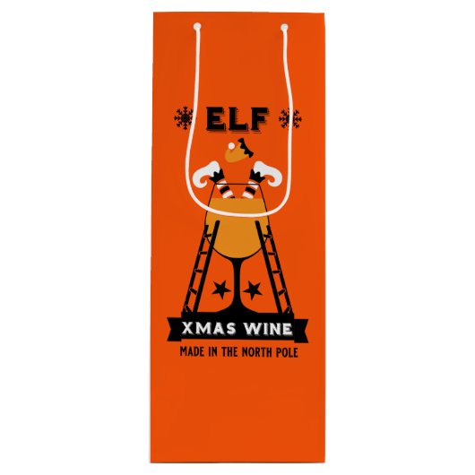 Sac Cadeau Pour Bouteille Vin Elf Christmas (Devant)