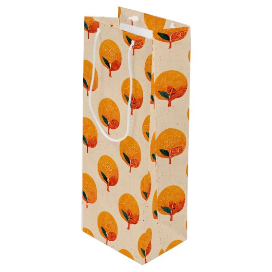 Sac Cadeau Pour Bouteille Vin Illustration Oranges fraîches (Devant Angle)