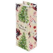 Sac Cadeau Pour Bouteille Vintage Christmas Art Motif (Dos Angle)