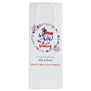 Sac Cadeau Pour Bouteille Vœux de mariage personnalisés pour le 4 juillet