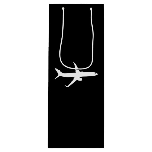 Sac Cadeau Pour Bouteille Vol en silhouette blanche JetLiner (Devant)