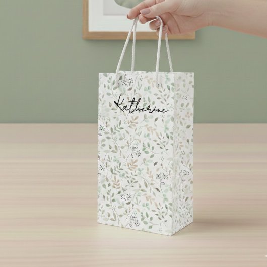 Sac Cadeau Pour Bouteille Wildflower Boho Name Monogram