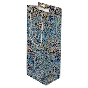 Sac Cadeau Pour Bouteille William Morris Beau motif floral bleu rose