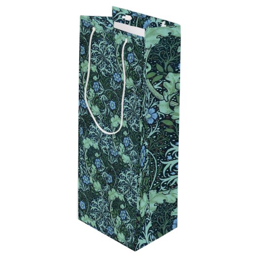 Sac Cadeau Pour Bouteille William Morris Motif d'algues (Devant Angle)