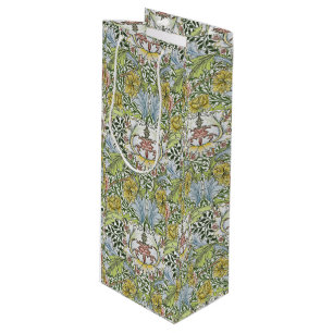 Sac Cadeau Pour Bouteille William Morris Vintage Floral rose Myrtle vert