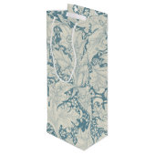 Sac Cadeau Pour Bouteille William Morris Wallflower bleu damas floral (Dos Angle)