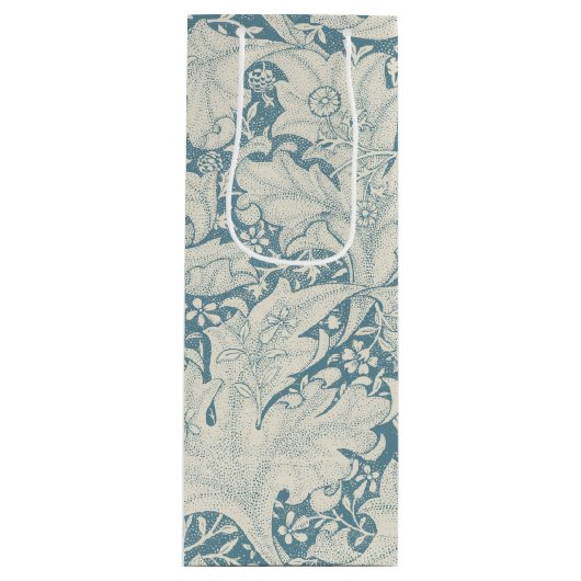 Sac Cadeau Pour Bouteille William Morris Wallflower bleu damas floral (Devant)
