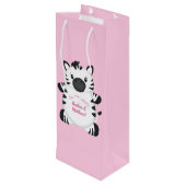 Sac Cadeau Pour Bouteille Zebra Baby shower Safari Rose Girl (Dos Angle)
