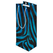 Sac Cadeau Pour Bouteille Zebra Black et Blue Print (Dos Angle)