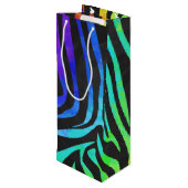 Sac Cadeau Pour Bouteille Zebra Black et Rainbow Print (Dos Angle)