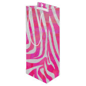 Sac Cadeau Pour Bouteille Zebra Hot Pink et White Print (Dos Angle)