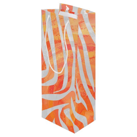 Sac Cadeau Pour Bouteille Zebra Orange and White Print (Dos Angle)