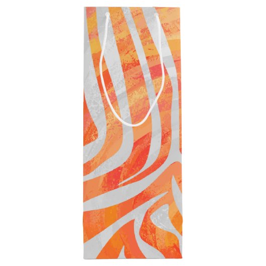 Sac Cadeau Pour Bouteille Zebra Orange and White Print (Dos)