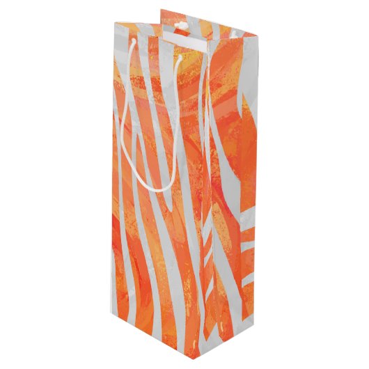 Sac Cadeau Pour Bouteille Zebra Orange and White Print (Devant Angle)