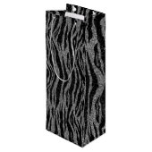 Sac Cadeau Pour Bouteille Zebra Print noir et gris argent (Dos Angle)