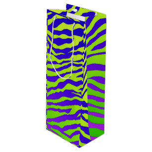 Sac Cadeau Pour Bouteille Zèbre vert